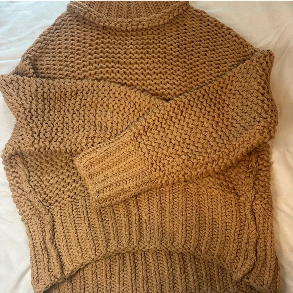 Free People Warm Brown Turtleneck Sweater